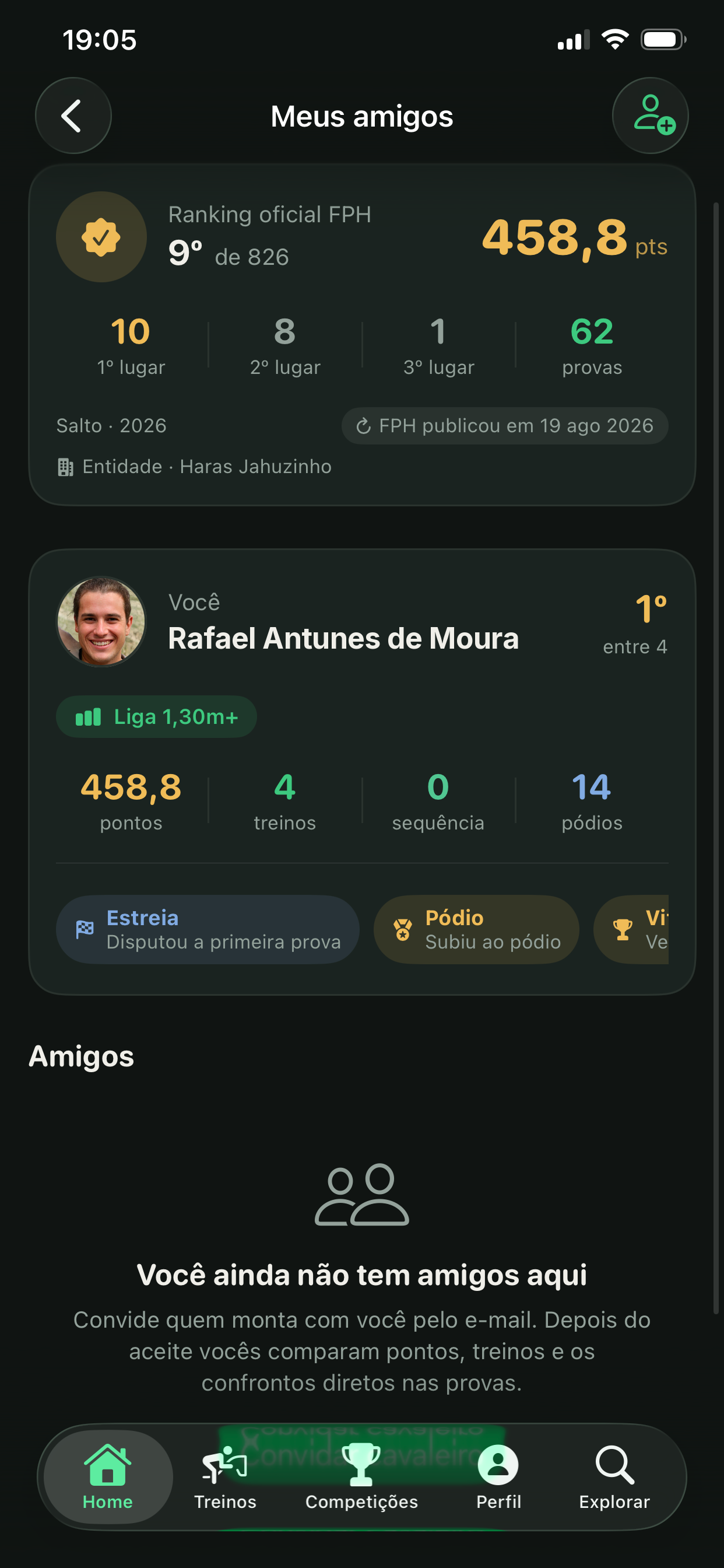 Comparação com amigos, confrontos e selos